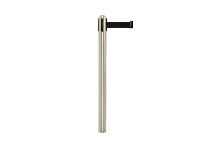 Securit® RETRACTABLE Afspærringstolpe med 2m sort udtræksbånd, uden fod/base, stål