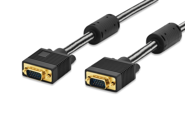Ednet 84530, 1,8 M, Vga (D-Sub), Vga (D-Sub), Hanstik, Hanstik, Sort