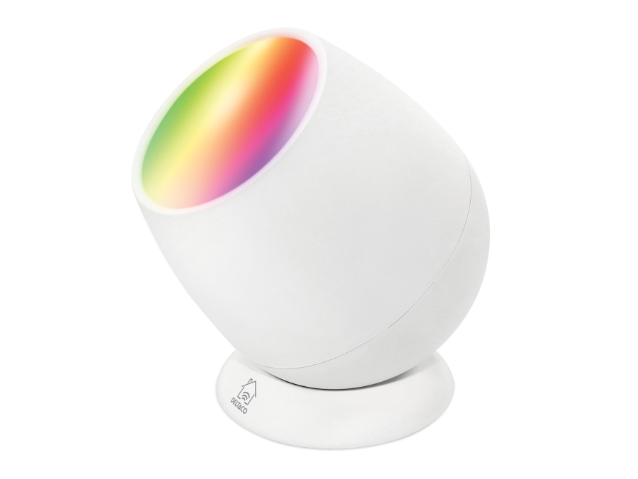 Deltaco Smart RGB wake-up-lampe, USB-C, Intelligent bordlampe, Hvid, Flere, 25000 t, 2700 K, 6500 K
