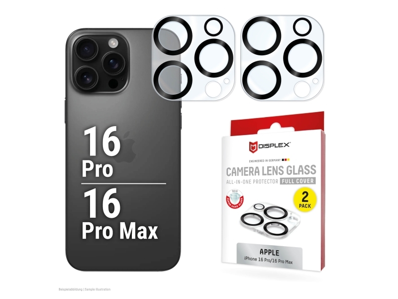 Displex Full Cover Camera Lens Glass Iphone 16 Pro/16 Pro Max, 10H, Full Camera Protector, Quick Mount, 2-Pack, Apple, Iphone 16 Pro/16 Pro Max, Dust
