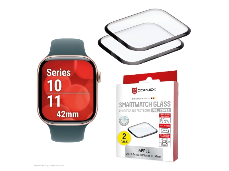 Displex 02144, Skærmbeskytter, Smartwatch, Transparent, Apple, Apple Watch 11/10 (42Mm), Hærdet Glas