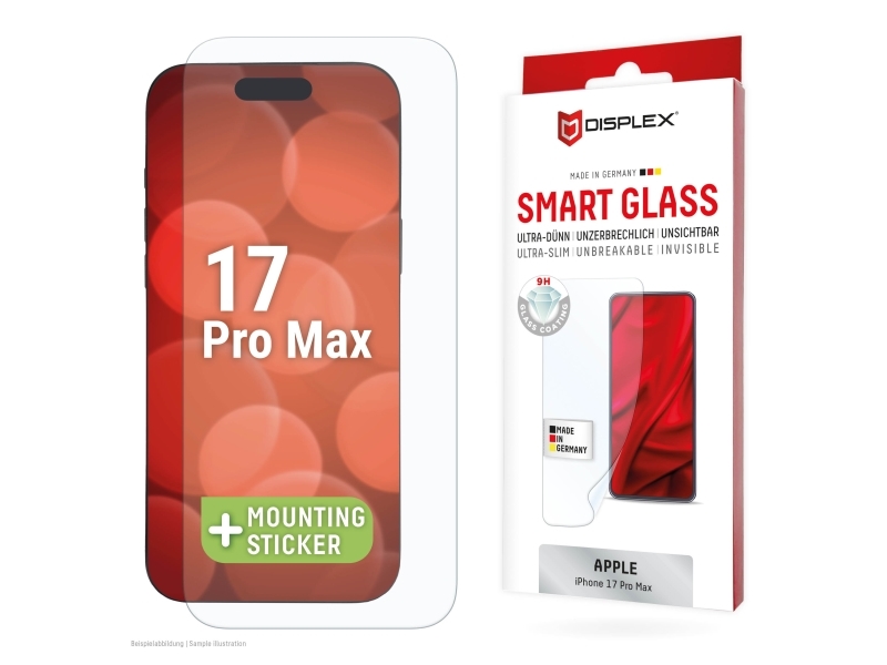 Displex 02170, Apple, Iphone 17 Pro Max, Støvresistent, Ridseresistent, Splintfri, Stødresistent, Transparent, 1 Stk