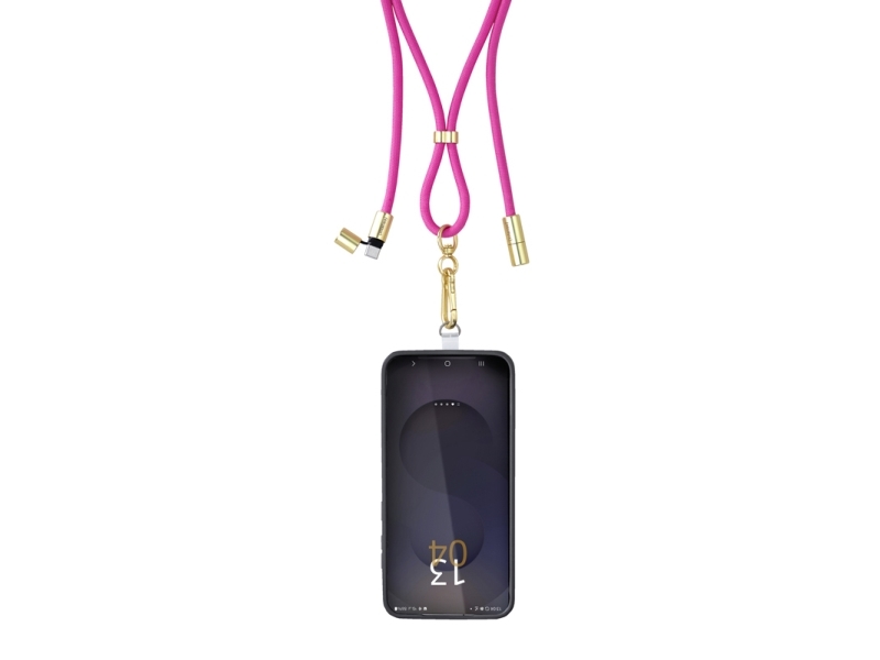 Intenso Usb-C Charging Lanyard – Phone Necklace Cable, 60W Fast Charging, Adjustable Length, 1.65 M Nylon, Usb-C To Usb-C, Neon Pink, 1.65 M, Usb C,