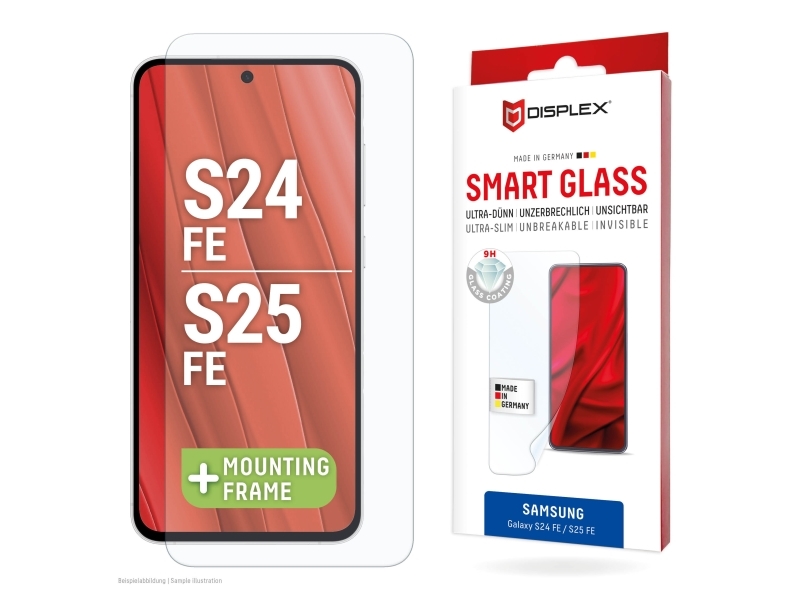 Displex 02197, Samsung, Galaxy S25 Fe/S24 Fe, Tør Påføring, Break Resistant, Smudsafvisende, Ridseresistent, Transparent, 1 Stk
