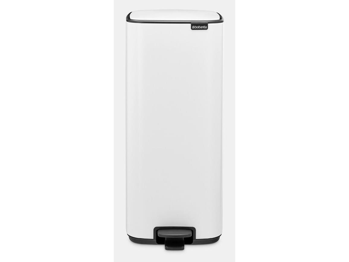 Brabantia Bo Pedal Bin, 30 L, Rektangulær, Stål, Hvid, Pedal, Stål