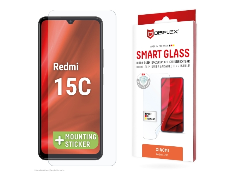 Displex 02198, Xiaomi, Redmi 15C, Tør Påføring, Break Resistant, Smudsafvisende, Ridseresistent, Transparent, 1 Stk