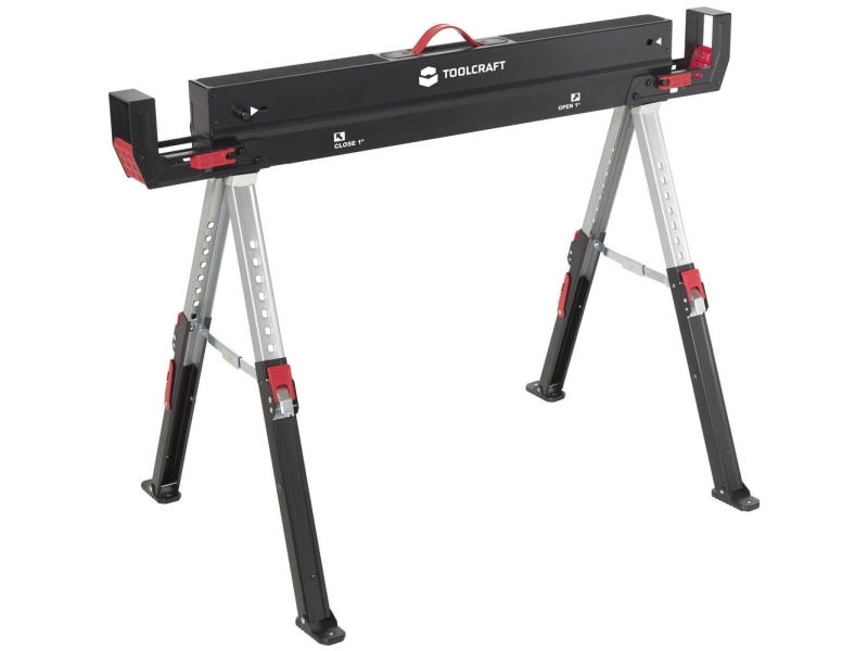 TOOLCRAFT TO-10311630 Stål Arbejdsbuk Sammenklappelig , Kan indstilles i højden 590 kg (B x T) 1157 mm x 687 mm 9.75 kg 1 stk