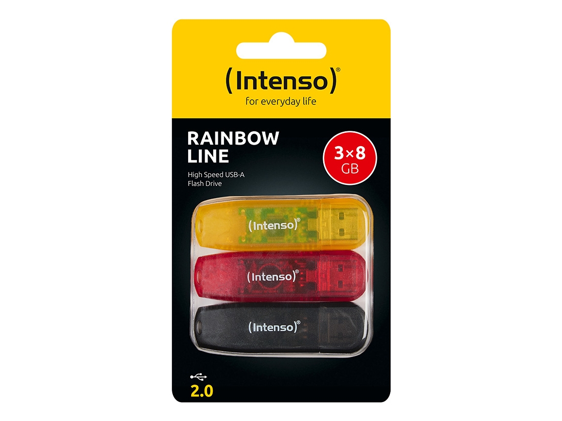 Intenso 3502463, 8 Gb, Usb Type-A, 2.0, 28 Mb/S, Hætte, Flerfarvet