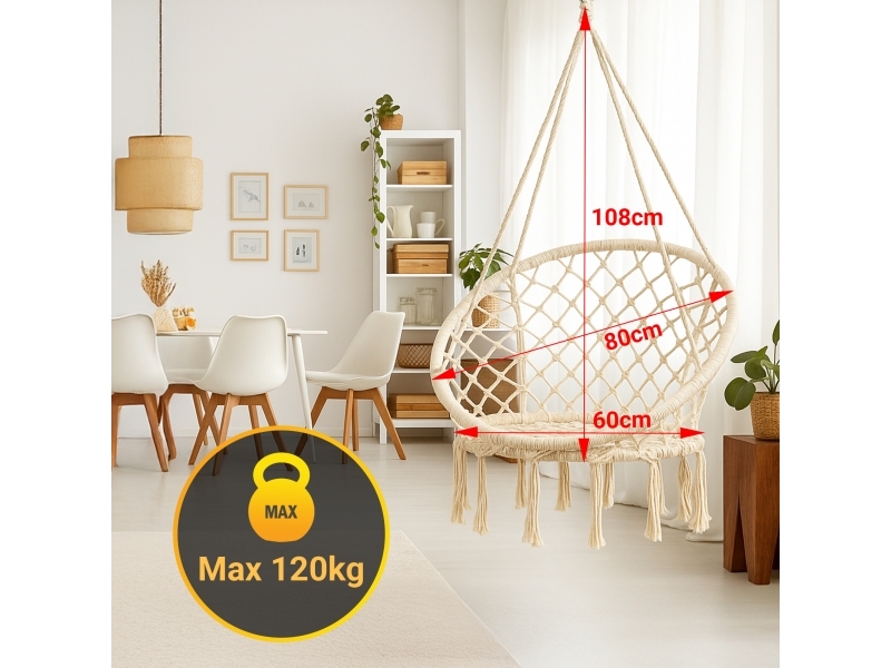 Black Forest Hammock genombruten hängande fåtölj 80x60cm ecru | Utomhus - Camping - Övrig utrustning | GameStuff