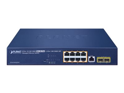 Planet Ipv6/Ipv4, 8-Port, Managed, L2/L4, Gigabit Ethernet (10/100/1000), Power Over Ethernet (Poe), Rack-Einbau, 1U