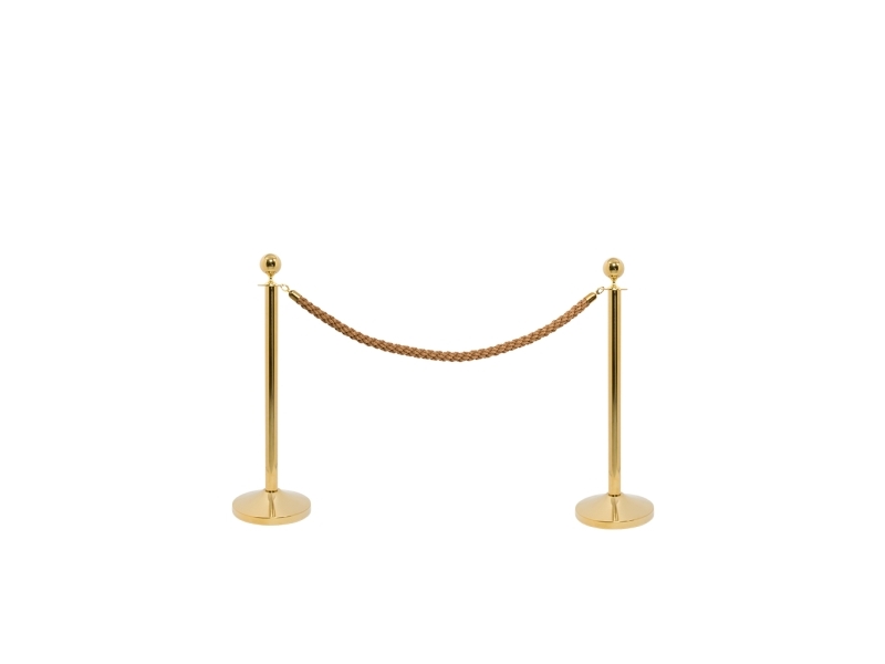 Securit Classic Gold Afspærringssæt M/ 2 Stolper M/ Fod Og 1 Bronze Reb