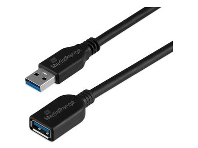 Mediarange Usb-Forlængerkabel, Usb 3.0, 5 Gb/S, 5 M, Sort