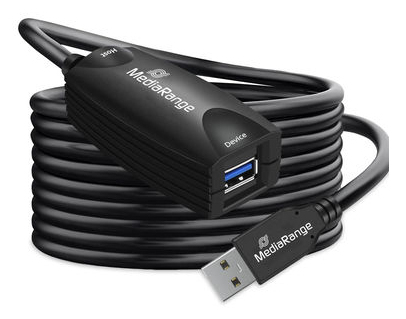 Mediarange Aktivt Usb-Forlængerkabel, Usb 3.0, 5 M, Sort
