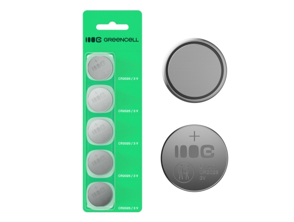 Green Cell 5x lithium battery CR2025 CR 2025 3V 160mAh Greencell button cell Blister, Engangsbatteri, CR2025, Lithium/alkalisk, 3 V, 5 stk, 160 mAh