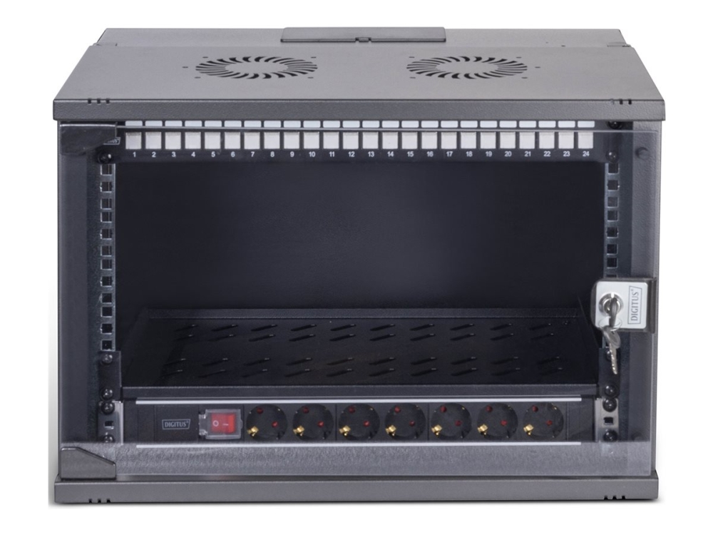 Digitus Soho Pro Network Set, 483 Mm (19") - 7U, 540 X 400 Mm (W X D), Wall Mounted Rack, 7U, 60 Kg, Key Lock, Rack Rails, Cable Management