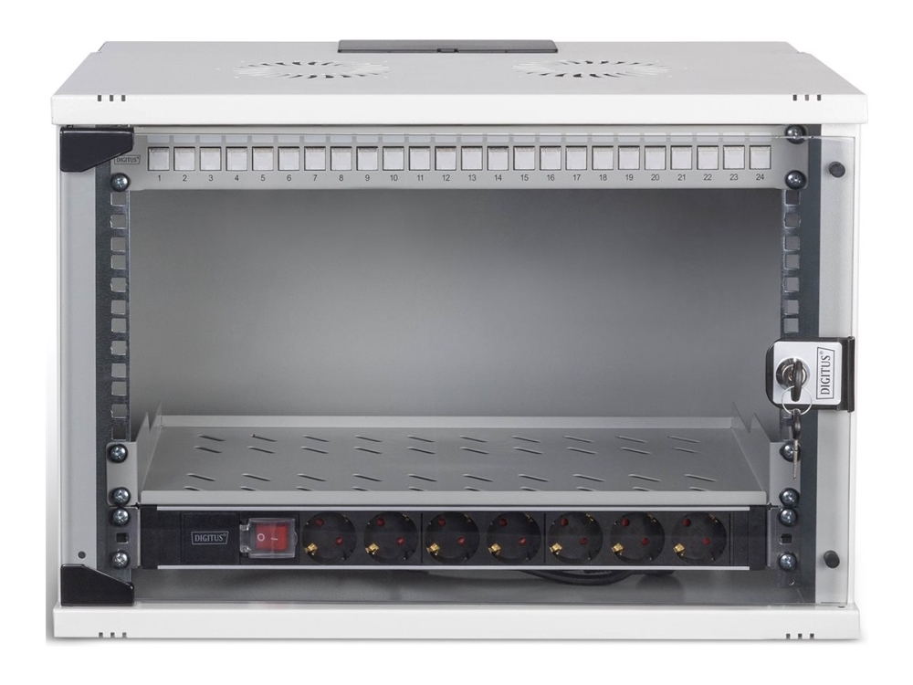 Digitus Soho Pro Network Set, 483 Mm (19") - 7U, 540 X 400 Mm (W X D), Wall Mounted Rack, 7U, 60 Kg, Key Lock, Rack Rails, Cable Management