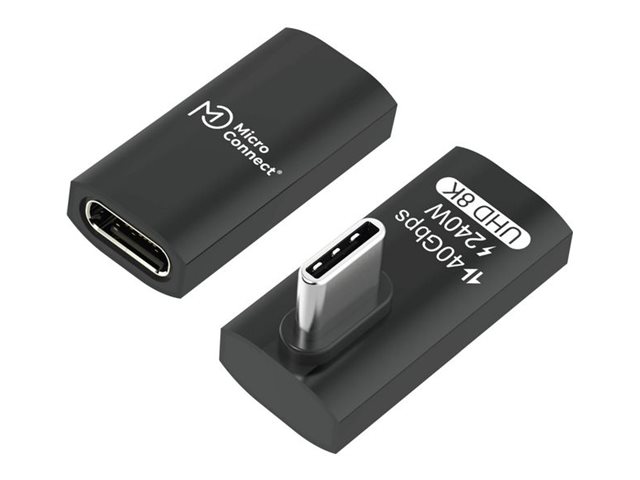 Microconnect - Usb Adapter - Usb-C (Han) Vinklet Til Usb-C (Hun) Lige - Usb4 Gen3x2 - 48 V - 5 A - Usb Power Delivery (240 W), Op Til 40 Gbps Datatra