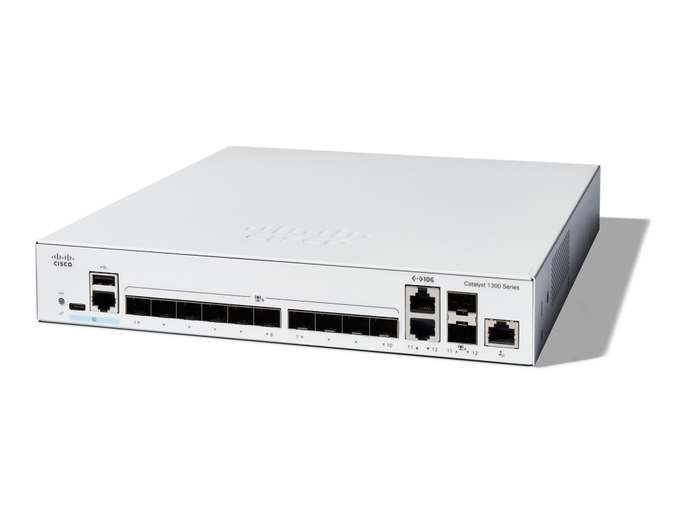 Cisco Catalyst 1300-12Xs - Switch - L3 - Smart - 12 X 10Gbase-X + 2 X Combo 10 Gigabit Sfp+/Rj-45 - Monterbar På Stativ - Genproduceret