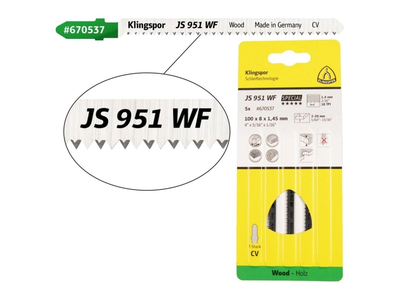 Klingspor 670537 Stiksavsklinger 5 Stk