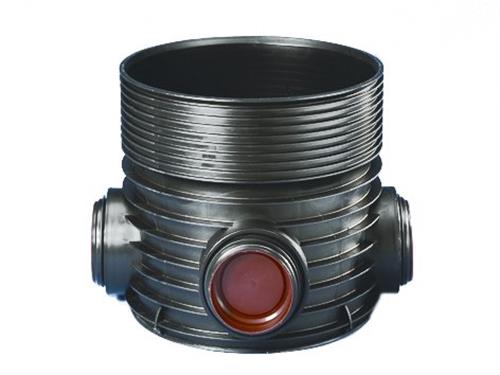 Rense-insp.brønd 600-315mm T2 - lige gennemløb og H+V tilløb 90gr. for glat rør. Wavin PP