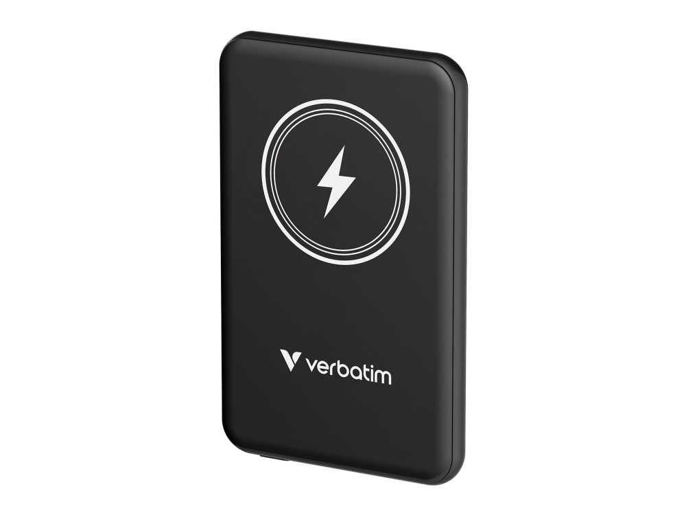 Verbatim Charge "n" Go - Trådlös powerbank - magnetfäste - Li-pol - 5000 mAh - 20 Watt - 2.4 A - Apple Fast Charge, PD 3.0, QC 3.0, Apple 2.4A, USB BC 1.2 (USB-C) - svart