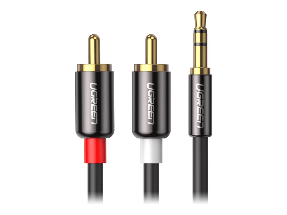 Ugreen - Lydsplitter - Mini-Phone Stereo 3.5 Mm Han Til Rca Han - 3 M - Afskærmet - Sort