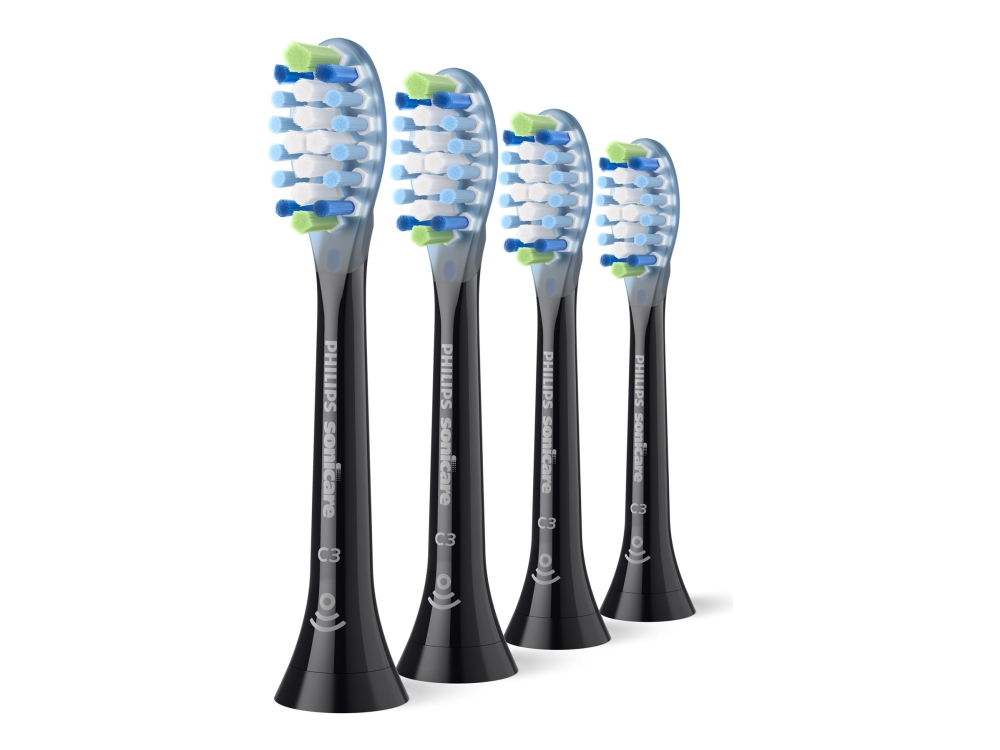 Philips Sonicare C3 Premium Plaque Defence Hx9044 - Ekstra Tandbørstehoved - Til Tandbørste - Sort (Pakke Med 4)