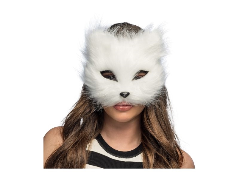 Vit kattmask med päls | Leksaker - Rollek - Kostym | GameStuff