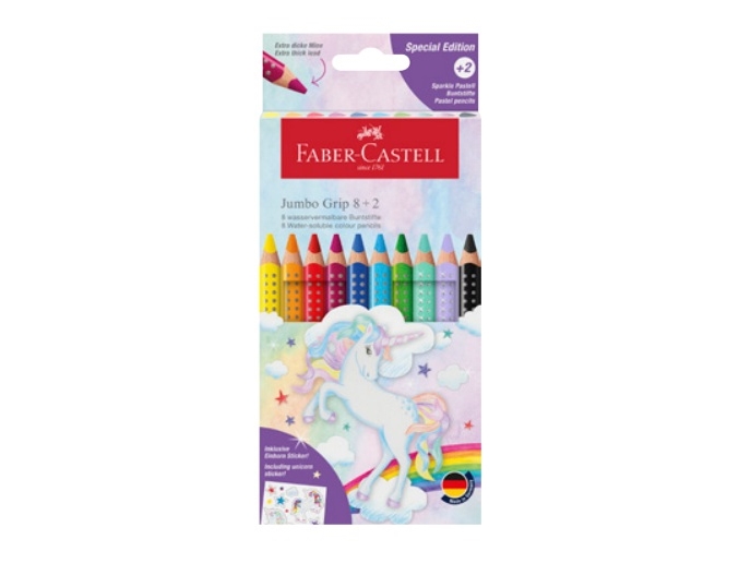 FABER-CASTELL Einhorn Jumbo Grip Buntstifte farbsortiert, 10 st (110923) | Skrivredskap - Blyertspennor & pencils - Blyertspennor | GameStuff