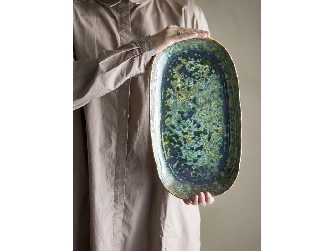 BLOOMINGVILLE Milani Tarjoilulautanen, vihreä, kivitavaraa