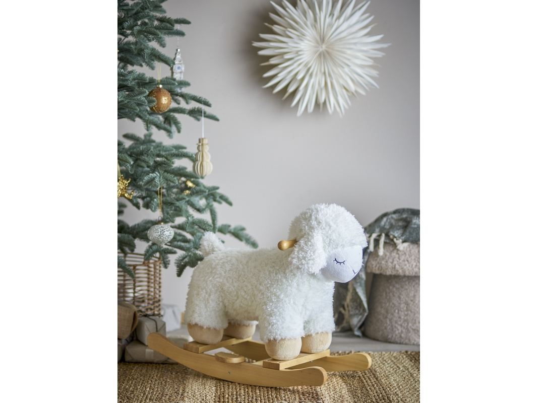 Bloomingville MINI - Laasrith Gyngehest, Får, Hvid, Polyester H48 cm