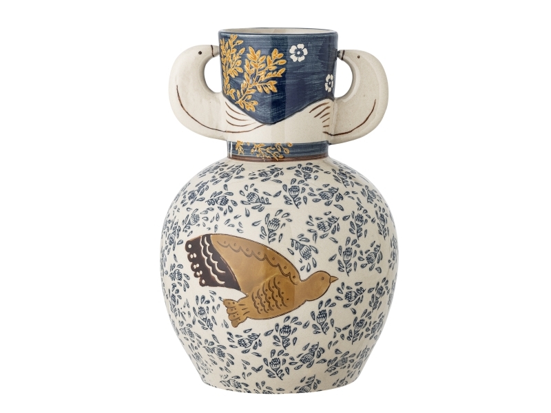 Bloomingville Hezha Vase, Blue, Steingut
