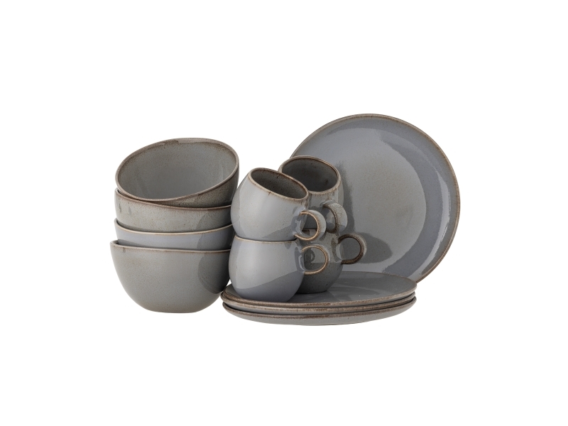 Bloomingville Sandrine Frühstück Set, Grau, Steingut
