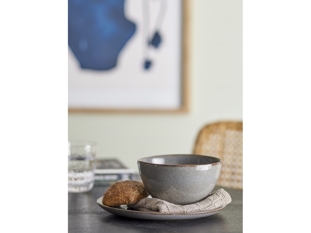 Bloomingville - Sandrine Morgenmadssæt, Grå, Stentøj, C:D8,5xH8/B:D15xH8/P:D22xH2, Set of 4x3 Items