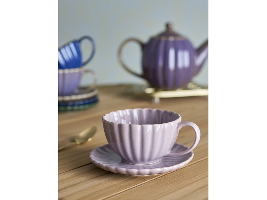 Latina Kopp med fat, rosa, stengods | Bordssättning - Par - Muggar & koppar | GameStuff