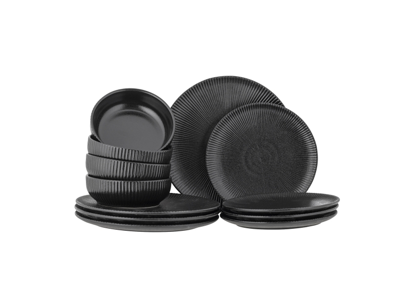 Bloomingville Neri Geschirrset, Schwarz, Steingut
