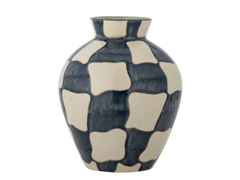 Bloomingville Check Vase, Bunt, Steingut