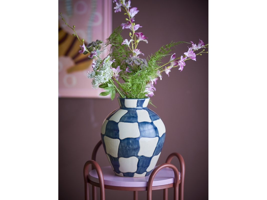 BLOOMINGVILLE Rutig vas, flerfärgad, stengods | Huset - Inredning - Vaser | GameStuff