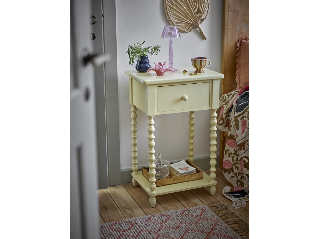 BLOOMINGVILLE Salino sidebord, m. 1 hylde og 1 skuffe - gul fyrretræ (36x33)