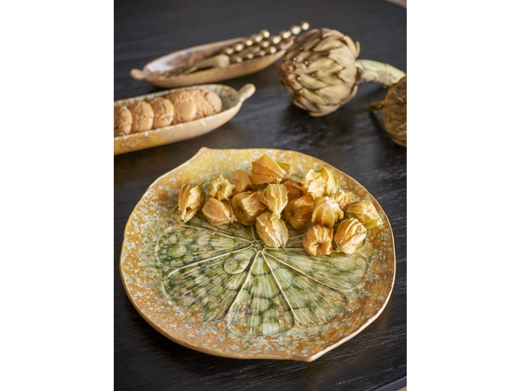 Bloomingville - Milani Serveringsfad, Grøn, Stentøj, D30,5xH3 cm