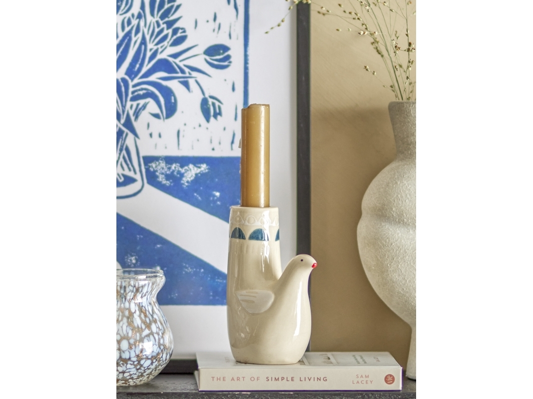 BLOOMINGVILLE Trudy ljusstake, vit, stengods | Bordssättning - Bar & vin - Ljusstakar och Lampor | GameStuff