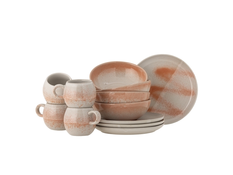 Bloomingville Paula Frühstück Set, Orange, Steingut