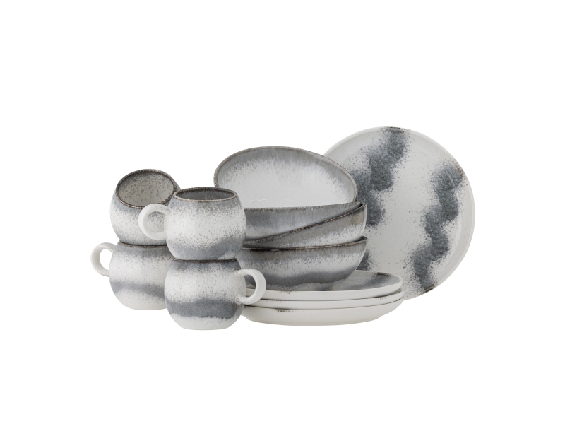 Bloomingville Paula Frühstück Set, Grau, Steingut