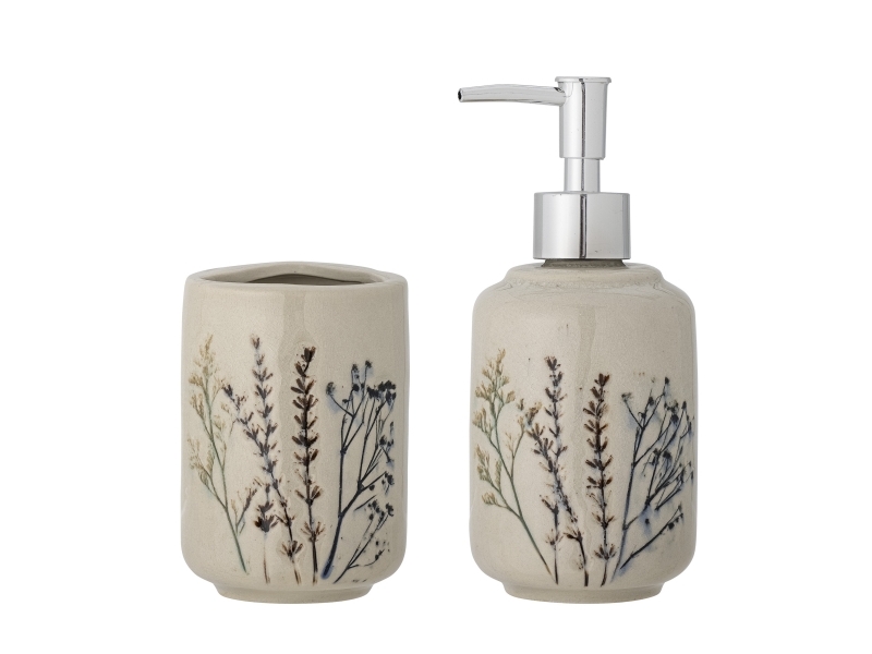 Bea Seifenspenderset, Natur, Steingut
