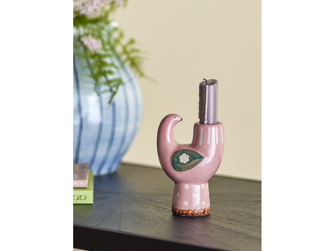 Bloomingville - Trudy Lysestage, Rosa, Stentøj, L9xH12,5xW6 cm