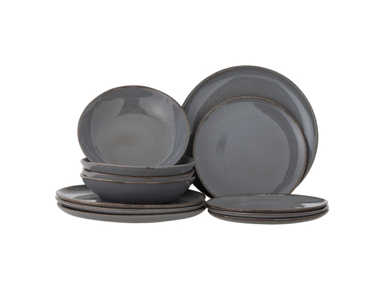 BLOOMINGVILLE Servis Sandrine, grå, stengods | Bordssättning - Par - Plattor | GameStuff