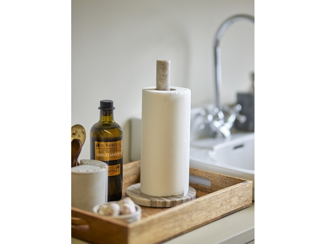 Bloomingville - Emy Køkkenrulleholder, Natur, Marmor, D15xH30 cm