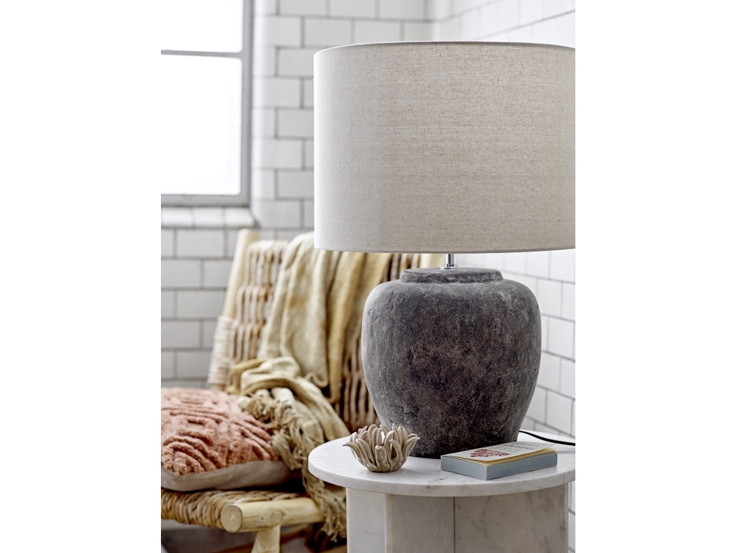 Bloomingville - Isabelle Bordlampe, Grå, Stentøj, D44xH62 cm