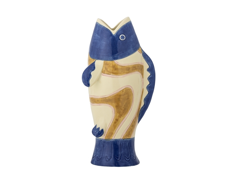 Bloomingville Irving Vase, Blau, Steingut