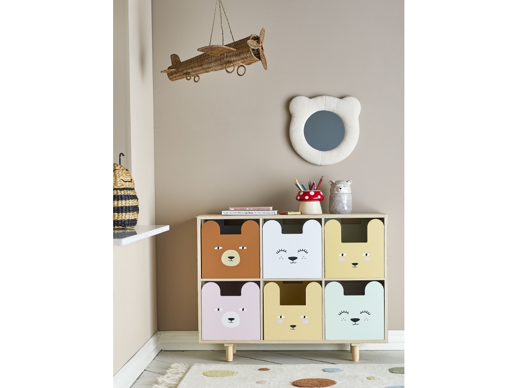 Bloomingville - Calle Bogreol m/skuffer, Multifarvet, Kejsertræ, L55xH88,5xW25,5 cm